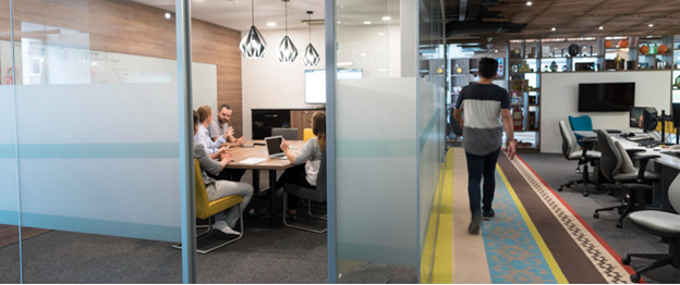 Office meeting rooms and workspaces with frosted window vinyl for added privacy in Thomastown[Text Wrapping Break]Image Title - Premium Frosted Window Vinyl Products at Bi Wize