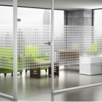 Modern office with frosted window vinyl installed on glass partitions in Thomastown[Text Wrapping Break]Image Title - Frosted Window Vinyl Products at Bi Wize